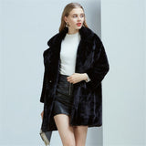 Trizchlor Imitation Rabbit Fur Coat Women 2022 Fashion Faux Fur Long Suit Collar Winter Thick Warm Furry Long Coats Elegant Street Outwear