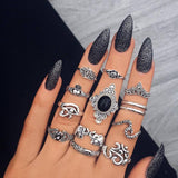 Trizchlor Boho Vintage Gold Star Knuckle Rings For Women BOHO Crystal Star Crescent Geometric Female Finger Rings Set Jewelry 2021-1118