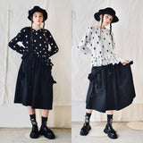Trizchlor two-color flower bottoming T-shirt loose wild bow skirt female autumn 213438