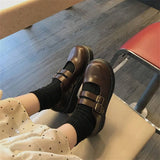 Trizchlor Retro Brown Shoes Women Fashion Buckle Strap Platform Oxford Leather Flats 2021 New Ladies Gothic Cute Loafers Lolita Mary Janes