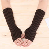Trizchlor New Women Fingerless Gloves Arm Warmers Goth Knitted Kawaii Work Gloves Ankle Wrist Sleeves Harajuku Anime Cosplay Accessories