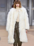 Trizchlor Winter Imitation Fox Fur Coats Women 2022 Fashion Luxury Long Thick Warm Coat High Quality Elegant Slim Outwear Solid Color