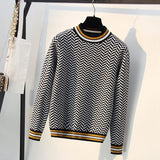 GIGOGOU Geometric Knitted Women Pullover and Sweaters Autumn Winter Thick Female Jumper Warm Striped Christmas Sweaters Pull