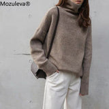 Trizchlor Turtleneck Cashmere Sweater Women Korean Style Loose Warm Knitted Pullover 2022 Winter Outwear Lazy Oaf Female Jumpers