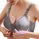 Trizchlor Fashion Women's Large Size Bra Solid Color Bra Front Buckle Anti-Sag Bra Breathing Soft Bra Without Steel Ring