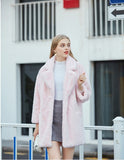 Trizchlor Imitation Rabbit Fur Coat Women 2022 Fashion Faux Fur Long Suit Collar Winter Thick Warm Furry Long Coats Elegant Street Outwear