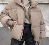 Trizchlor Fashion Stand Collar Parkas Women Thick Warm Winter Bubble Coats Female Khaki Jackets Pockets Zipper Simple Overcoats