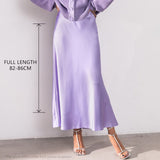 Trizchlor Women's Long Satin Skirt Midi Elegant High Waist Green Autumn Office A-line Solid Vintage Silk Purple Skirt for Women 2023