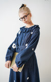 Trizchlor original women's design flower long denim jacket Japanese wild simple autumn and winter new