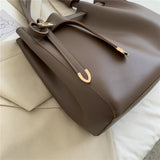 TRIZCHLOR 2 Pcs/Set Vintage Drawstring Shopper Tote Shoulder Bags For Women Brand Designer Large Capacity Work Ladies Handbags