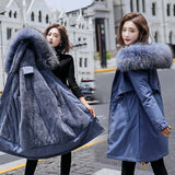 Christmas Gift Vielleicht 2021 New Warm Fur Lining Long Parka Winter Jacket Women's Clothing Plus Size 6XL Medium Long Hooded Winter Coat Women