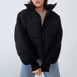 Trizchlor Fashion Stand Collar Parkas Women Thick Warm Winter Bubble Coats Female Khaki Jackets Pockets Zipper Simple Overcoats