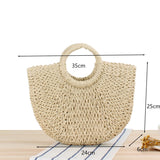 Round Straw Beach Bag Vintage Handmade Woven Shoulder Bag Raffia circle Rattan bags Bohemian Summer Vacation Casual Bags