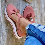 Trizchlor Women Flat shoes Summer Vulcanized shoes Solid Color Thick Bottom Women's Sandals Fashion Tassel Casual Style Women's Shoes