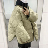 Christmas Gift Autumn And Winter Women's Loose Jackets Thin Parka Oversize Coats Round Neck Out Erwear Coats Long Sleeve Cotton Clothes