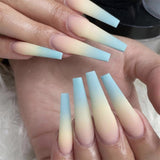 Trizchlor New Gradient Style Matte Full Coverage Long Ballet False Nail Tips  2022 Trend Nail Art French Manicure Tools  24Pcs