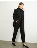 Trizchlor Minimalism Autumn Women's Suit Blazer Causal Pants Lapel Office Coat Solid Vest High Waist Women's Suit Pants