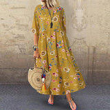 Trizchlor Vintage Printed Maxi Dress Women's Summer Sundress 2022 Casual Tunic Vestidos Female Half Sleeve Floral Robe