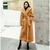 Christmas Gift 2023 Women's Long Winter Jacket Teddy Bear Faux Fur Coat Ladies With Belt Thick Fluffy Teddy Jacket Plush Warm Winter Coat Women