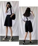 Christmas Gift Summer 2021 New Women's Cargo Half Pants with Belted High Waist Wide Leg Pants Elegant Female Loose Trousers Pockets