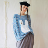 Trizchlor blue and white rabbit warm fleece sweatshirt wild thickened polar fleece casual pants women's autumn 213445