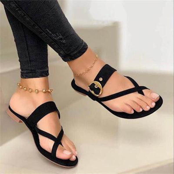 Trizchlor Fashion Slippers For Women Clip Toe Summer Buckle Sandals Ca