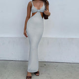 Cryptographic Spaghetti Strap Sexy Backless Maxi Dresses See Through Sexy Women Dresses Party Club Elegant Hollow Dress Sundress-1118