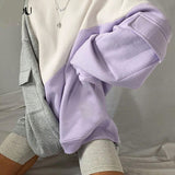Christmas Gift Kliou Unique Stitching Women Sweatshirt Loose Casual Color Match Pocket Attirewear Pile Up Long Sleeves Hooded Female Casualwear