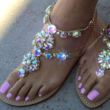Trizchlor Ladies Rhinestones Sandals Summer Beach Slippers for Women Sandals Flip Flops Ladies Crystal Beach Sliders Casual Slippers Shoes