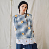 Trizchlor original striped flower lamb fur vest autumn all-match women's sleeveless waistcoat 213444