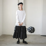 Trizchlor black lace skirt original design sweet simple loose long skirt female 2022 summer 192611