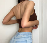 Trizchlor Halter Crop Top Women Sleeveless Backless Tank Top Casual Solid Elastics Summer 202 Women Cut Out V-Neck Streetwear Camis