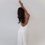 Trizchlor Elegant Backless Long Party Dresses For Women Spaghetti Strap Satin Maxi Dress Summer Beach Slip Dress 2022