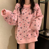 Trizchlor Autumn And Winter Kawaii Sweater Women's Oversized Love Embroidery Casual Long-Sleeved Harajuku Sweet Sweater Fashion Pullover
