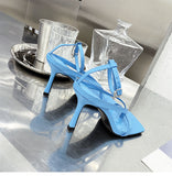 Trizchlor 2022 Spring/Summer Candy Color Strap Mid-heel Sandals Fashion Square Toe High Heel Flip-Flop Sandals Multicolor Choice