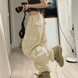Trizchlor Y2K Cargo Pants Clothing Oversized Drawstring Low Rise Parachute Loose Sweatpants Women Jogging Streetwear Outfit