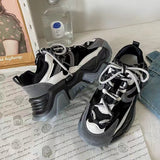 Trizchlor Designer Shoes Women Casual Sneakers Woman Fashion Platform Flats Lace Up Outdoor Walking Shoes Black Zapatillas Mujer
