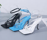 Trizchlor 2022 Spring/Summer Candy Color Strap Mid-heel Sandals Fashion Square Toe High Heel Flip-Flop Sandals Multicolor Choice
