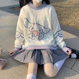 Trizchlor Kawaii Sweater Japanese Cute Embroidery Autumn And Winter Loose Long-Sleeved Women's Sweater Fashion Y2k Knitted Pullover