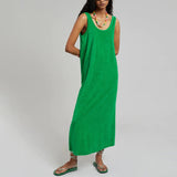 Trizchlor Elegant Summer Dresses Woman Terry Cloth Casual O-Neck Sleeveless Basic Long Maxi Dresses Vestidos De Mujer