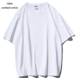 Back to school  High Qualtity Oversized Heavy T-shirt for Men Short Sleeve Tee Cotton Solid Color Leisure White Black streetwear cool t shirts