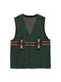 Vintage Women Shirt Stripe Casual Preppy Style Two Piece Suit Green Knitted Vest Streetwear Summer Short Sleeve Blouses