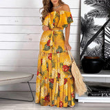 Trizchlor Women's Clothing Strapless Long Skirt 2023 Casual Party Wrapped Chest Evening Dress Solid Color Floral Chiffon Swing Dress