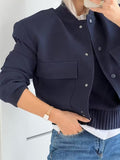 Trizchlor Women's Spring New Outerwear Long Sleeve Jacket Large Pocket Single Breated Bomber Jacket for Women Fashion Elegant Short Coats