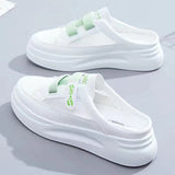 Trizchlor Baotou half slippers women's outer wear fashion 2022 new summer women's shoes mesh breathable white shoes Korean shoes women
