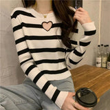 Trizchlor Women Spring Knitted Sweater Striped O-Neck Slim Pullover French Style Women Knitwear Retro Long Sleeve Pullover Streetwear 2022