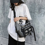 Trizchlor Nylon Shoulder Gothic Black Crossbody Messenger Tote Bags For Men Women's Hip Hop Techwear Satchel Waist Goth Postman Bag