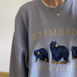 Thanksgiving Day Gift Trizchlor Vintage Bear Embroid Sweatshirts Women Autumn 2022 Harajuku Casual Long Sleeve Letters Print Oversized Hoodies Pullovers Tops