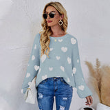 Trizchlor Winter Autumn Sweater Knitted Heart Round Neck Casual Knitted Pullover Long Sleeve WOMAN KNIT SWEATER Women Jumper Pull Coreen