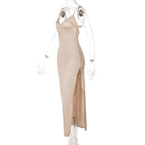 Elegant Backless Long Party Dresses For Women Spaghetti Strap Satin Maxi Dress Summer Beach Slip Dress 2022